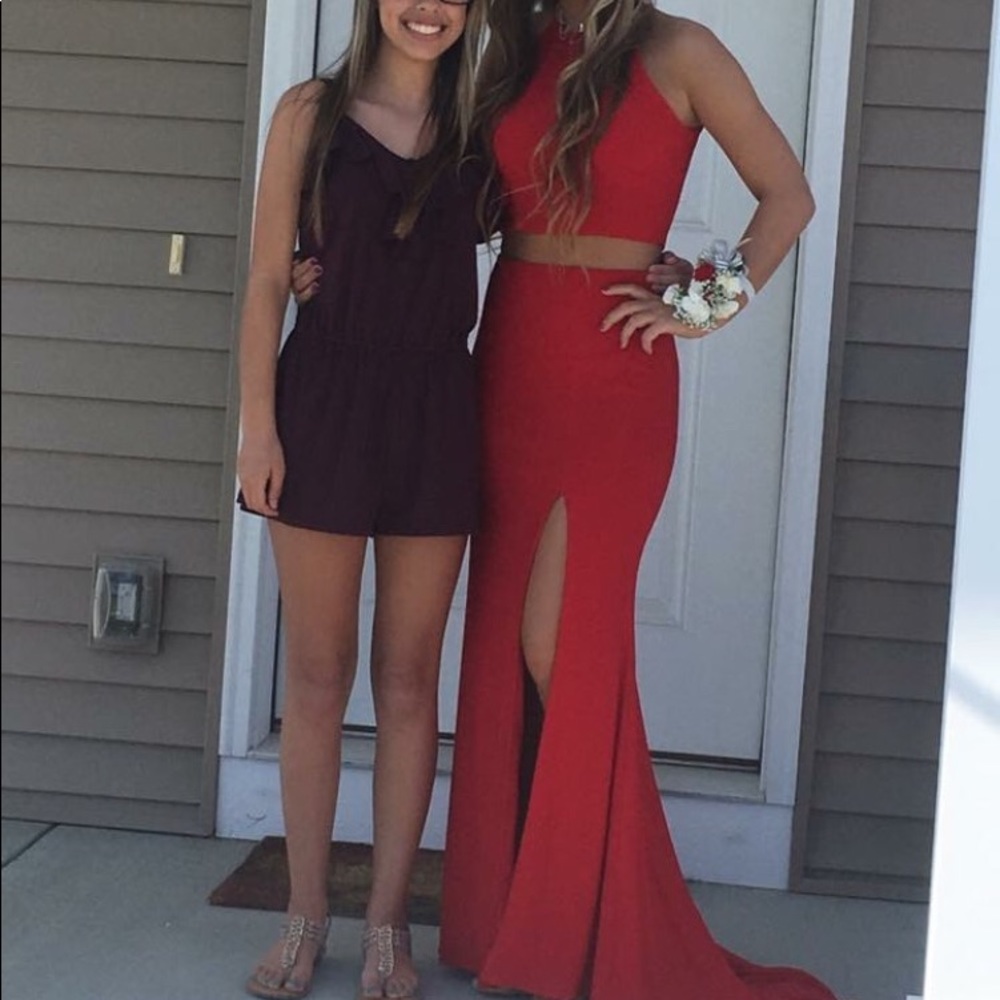 Sherri Hill Red Two-Piece Prom Dress